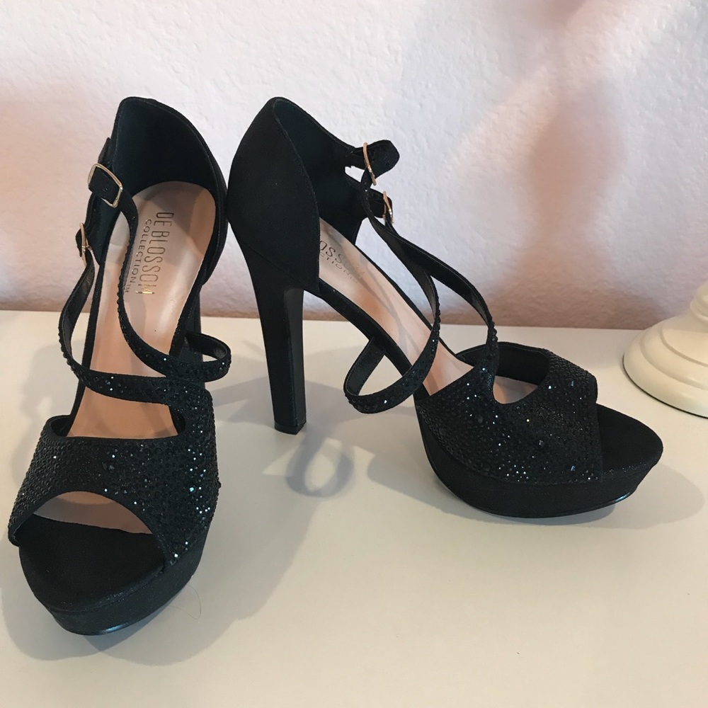 Sparkly black platform heels